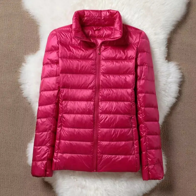 Hoody Duck Down Jacket Women Fashion Puffer Coat Autumn Zipper Ultra Light Warm Coat Female Out Portable Down Jacket Winter