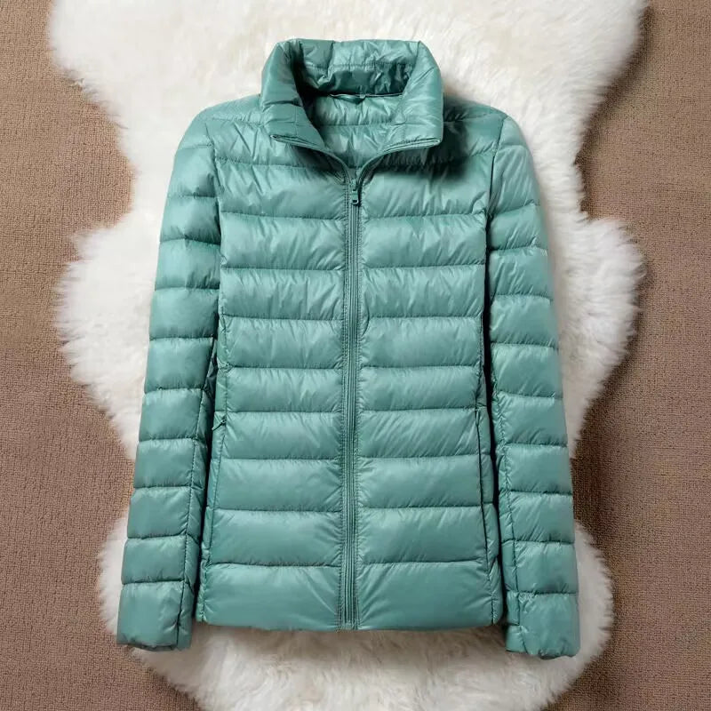 Hoody Duck Down Jacket Women Fashion Puffer Coat Autumn Zipper Ultra Light Warm Coat Female Out Portable Down Jacket Winter