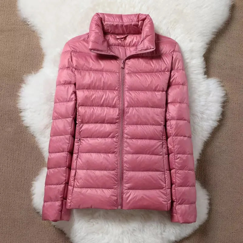 Hoody Duck Down Jacket Women Fashion Puffer Coat Autumn Zipper Ultra Light Warm Coat Female Out Portable Down Jacket Winter