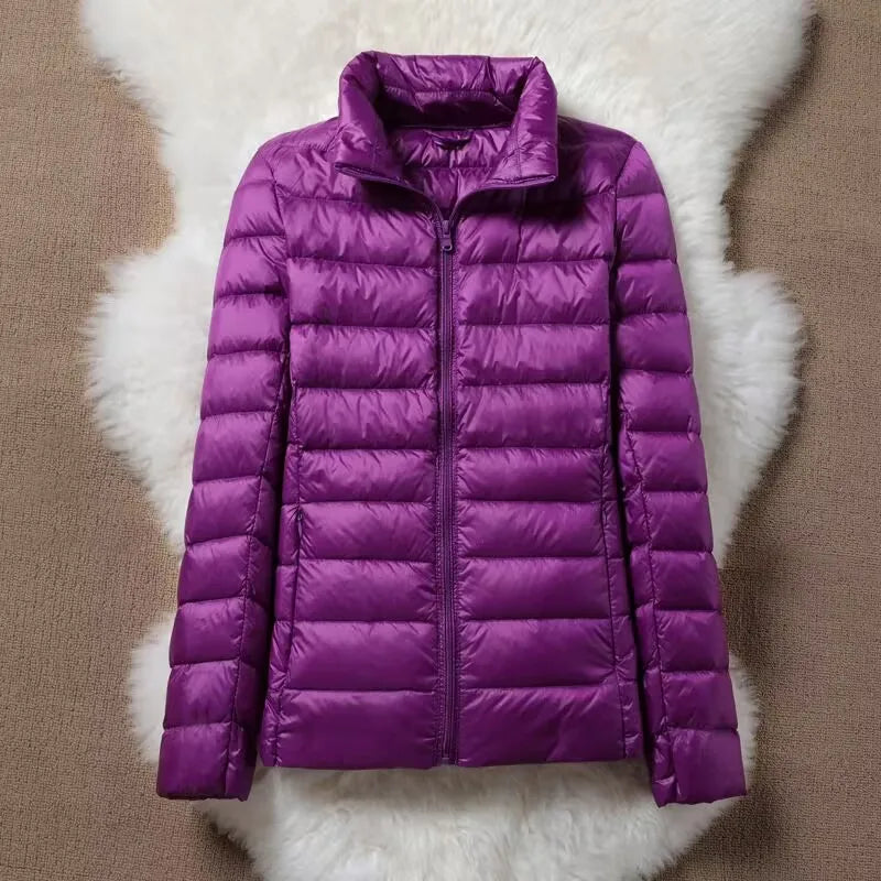 Hoody Duck Down Jacket Women Fashion Puffer Coat Autumn Zipper Ultra Light Warm Coat Female Out Portable Down Jacket Winter