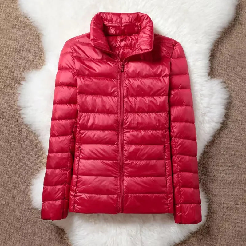 Hoody Duck Down Jacket Women Fashion Puffer Coat Autumn Zipper Ultra Light Warm Coat Female Out Portable Down Jacket Winter