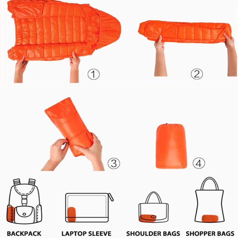 Hoody Duck Down Jacket Women Fashion Puffer Coat Autumn Zipper Ultra Light Warm Coat Female Out Portable Down Jacket Winter