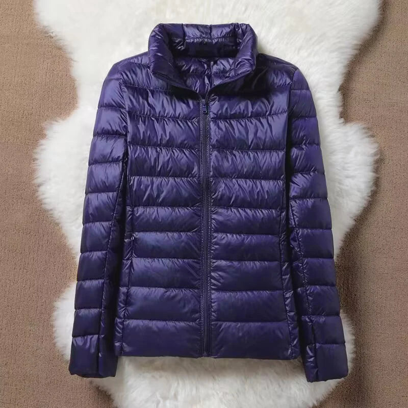 Hoody Duck Down Jacket Women Fashion Puffer Coat Autumn Zipper Ultra Light Warm Coat Female Out Portable Down Jacket Winter