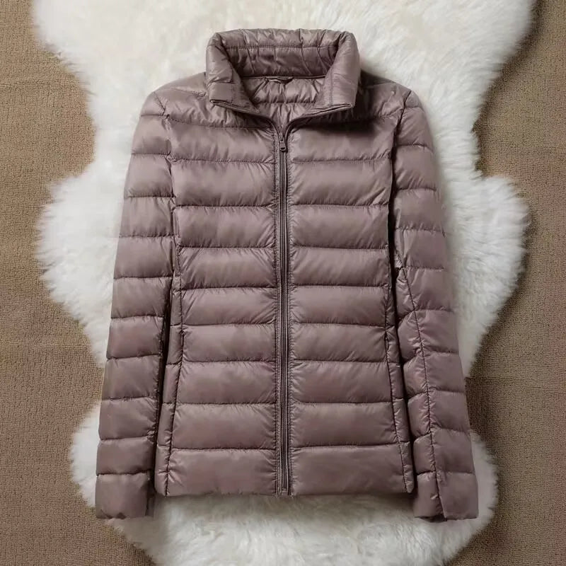 Hoody Duck Down Jacket Women Fashion Puffer Coat Autumn Zipper Ultra Light Warm Coat Female Out Portable Down Jacket Winter