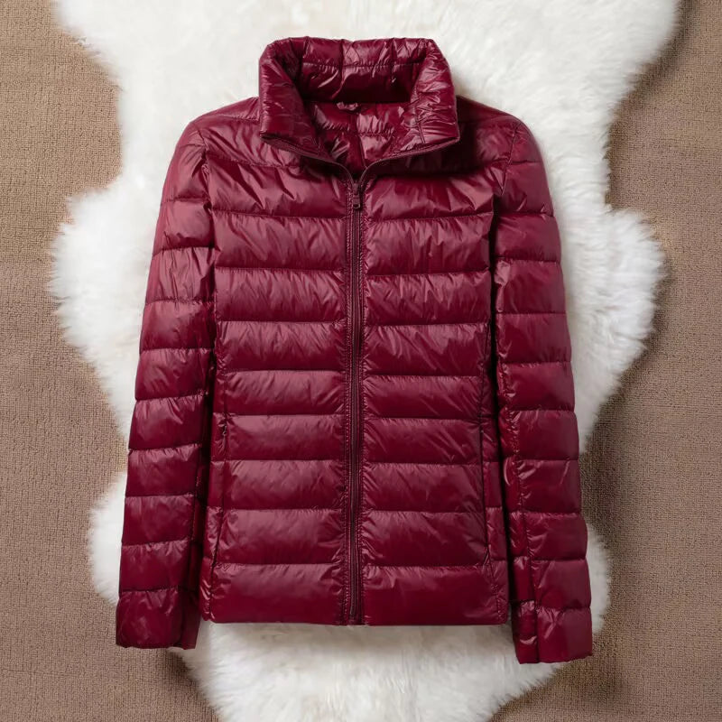 Hoody Duck Down Jacket Women Fashion Puffer Coat Autumn Zipper Ultra Light Warm Coat Female Out Portable Down Jacket Winter