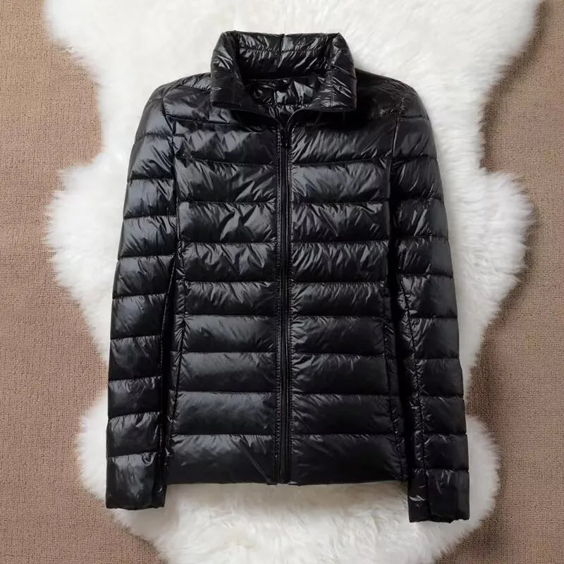 Hoody Duck Down Jacket Women Fashion Puffer Coat Autumn Zipper Ultra Light Warm Coat Female Out Portable Down Jacket Winter