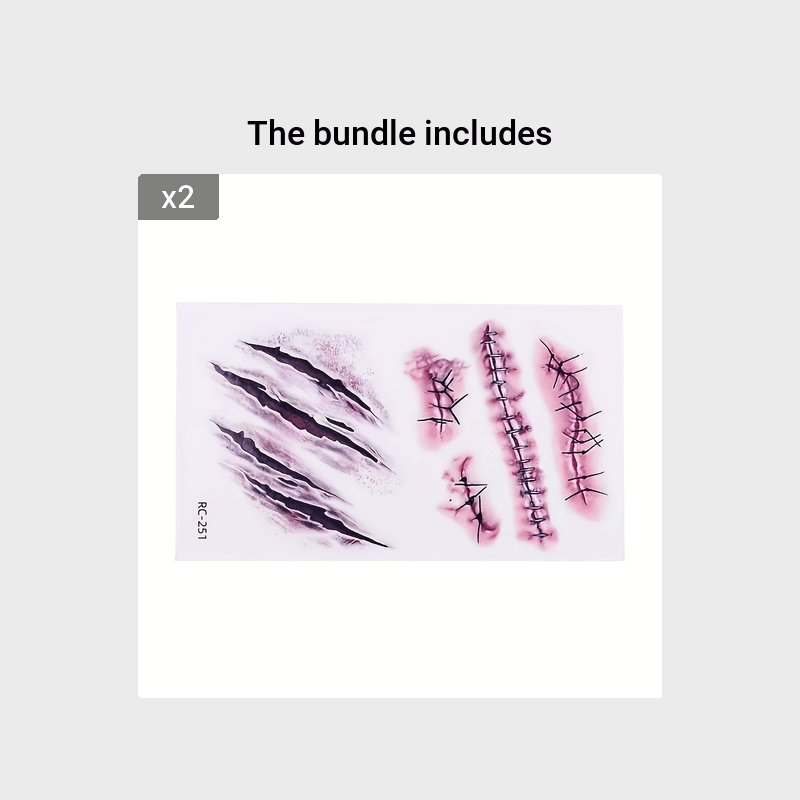 [Realistic Bloodstain Tattoos] 3D Realistic Bloodstain Tattoos - Self-Adhesive Temporary Face & Body Stickers with 3D Raised Wound Design, Waterproof & Easy Application for Halloween, Themed Parties, Cosplay - Sensitive Light