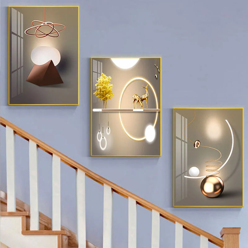 Luxury Set Gold Canvas Poster Modern Wall Art Abstract Still Life Crystal Porcelain Painting for Living Room Home Decor