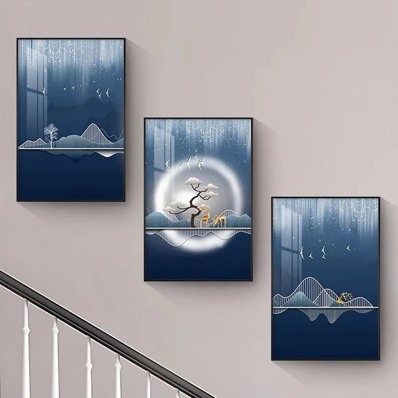 Luxury Set Gold Canvas Poster Modern Wall Art Abstract Still Life Crystal Porcelain Painting for Living Room Home Decor