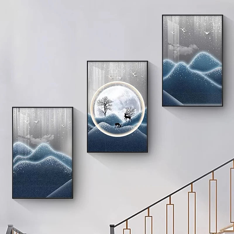Luxury Set Gold Canvas Poster Modern Wall Art Abstract Still Life Crystal Porcelain Painting for Living Room Home Decor