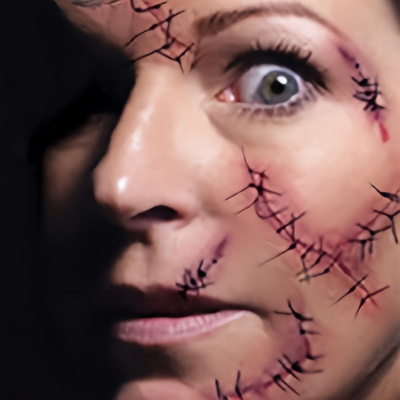 [Realistic Bloodstain Tattoos] 3D Realistic Bloodstain Tattoos - Self-Adhesive Temporary Face & Body Stickers with 3D Raised Wound Design, Waterproof & Easy Application for Halloween, Themed Parties, Cosplay - Sensitive Light
